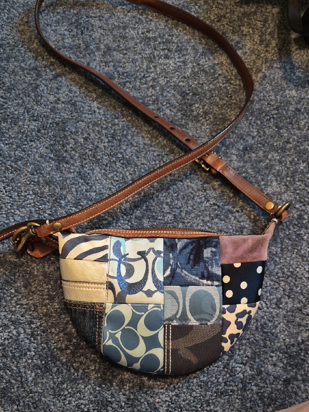 COACH Y2K Vintage 2007 Patchwork Signature Denim Leather Suede Crossbody Bag - Picture 2 of 10